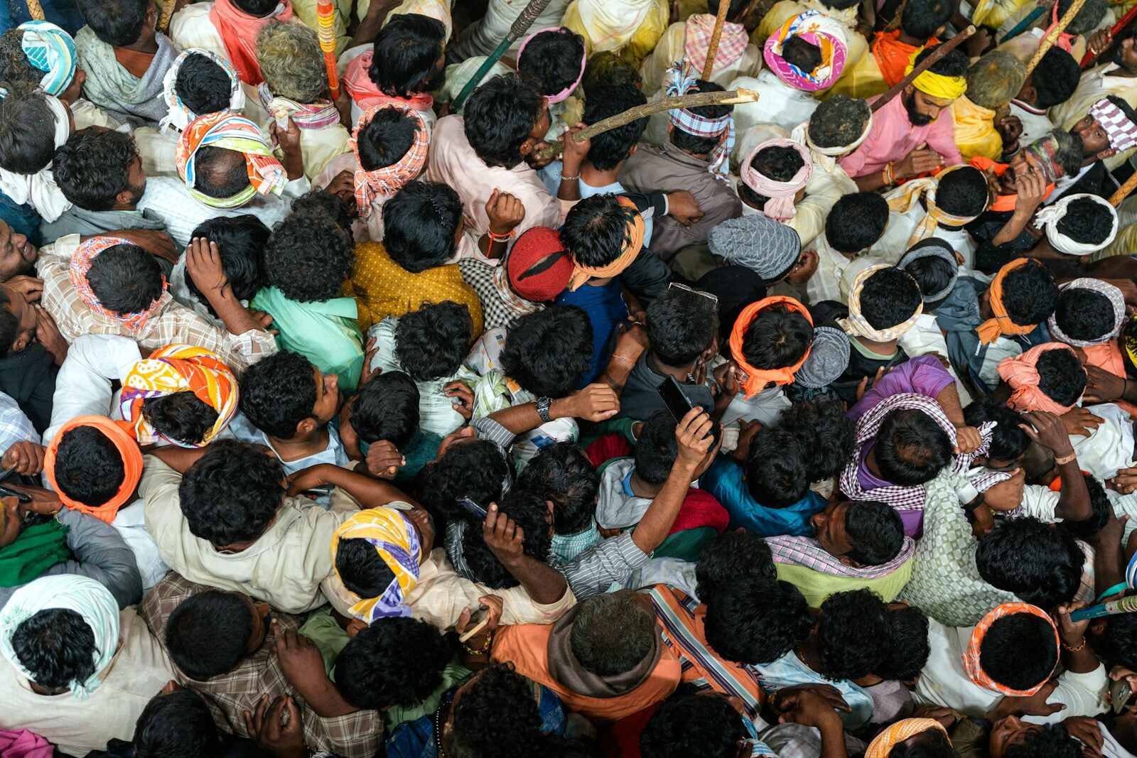 Crowd of people seen from above